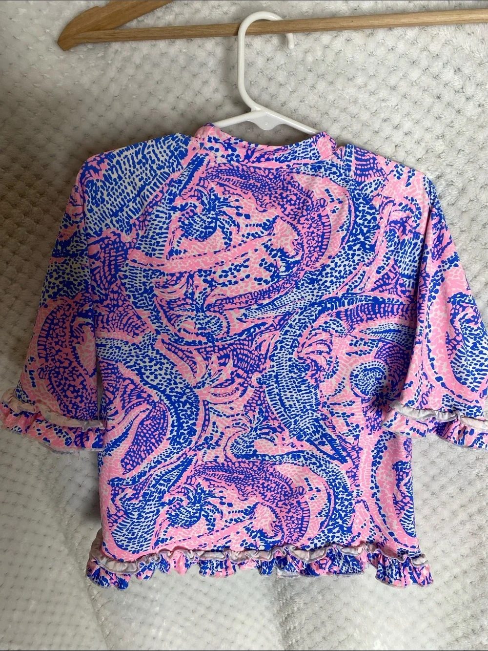Lilly Pulitzer Maybe Gator Pink and Blue Rashguard Swim Shirt